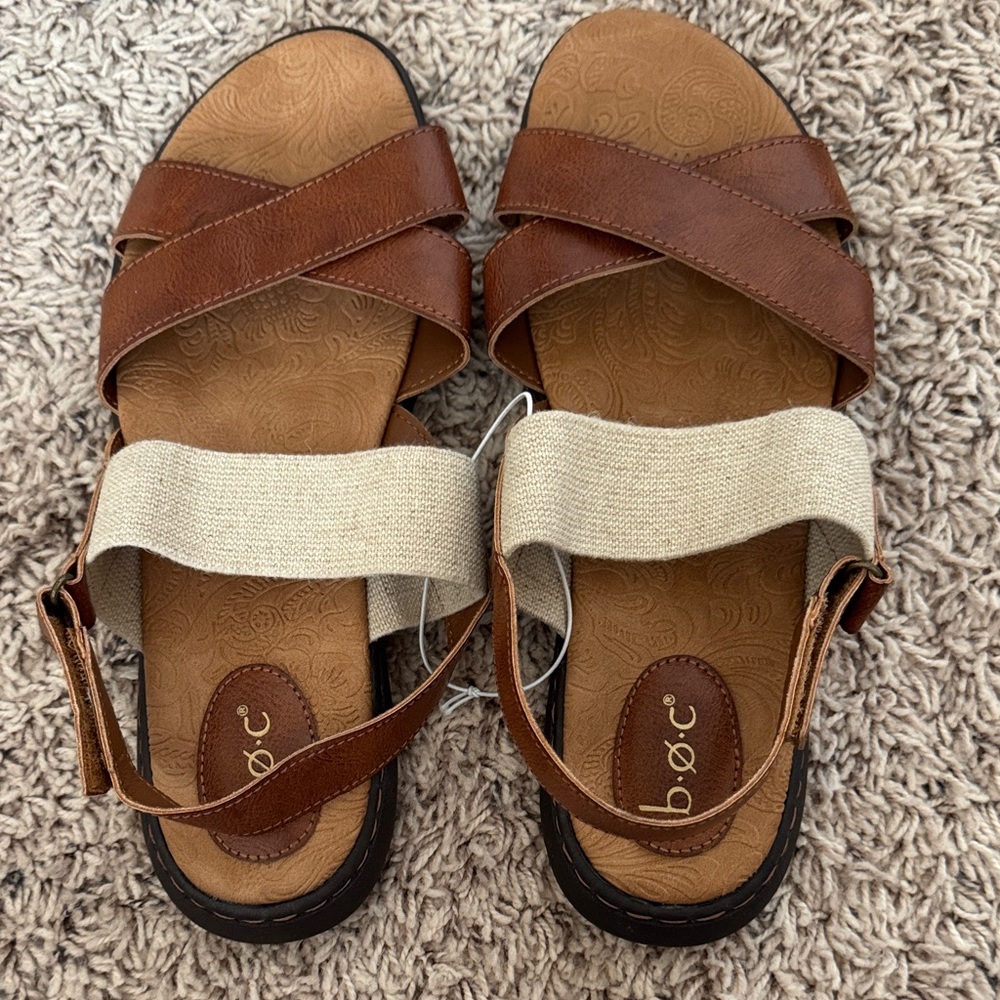 b.o.c. Leather and Fabric Strap Sandals